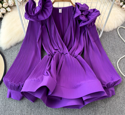 Ruffled waist shirt 2025 niche design three-dimensional petal waist cover meat slim top trend R0390