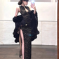Sexy hot girl lace hollow dress female 2025 new Chinese style high slit cheongsam skirt R1063