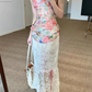 French oil painting style herringbone tube top 2025 lace patchwork skirt suit R1134
