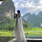 White beach dress fairy long skirt elegant super fairy seaside vacation R1563