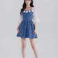 Summer new high waist skirt square neck denim dress design niche temperament sweet short skirt R4142