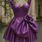 Purple suspender dress with slim waist and design skirt short skirt homecoming dress R3692