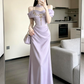 Eelgant Lavender Beaded Prom Dress ,A-Line Bateau Corset Maxi Evening Dress RS894