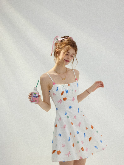 Dreamy sugar-coated floral dress French suspender skirt holiday wear short skirt skirt female summer R3426