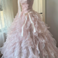Sweet Pink Quinceanera Dress ,Ball Gown Strapless Bow Corset Maxi Evening Dress RS897