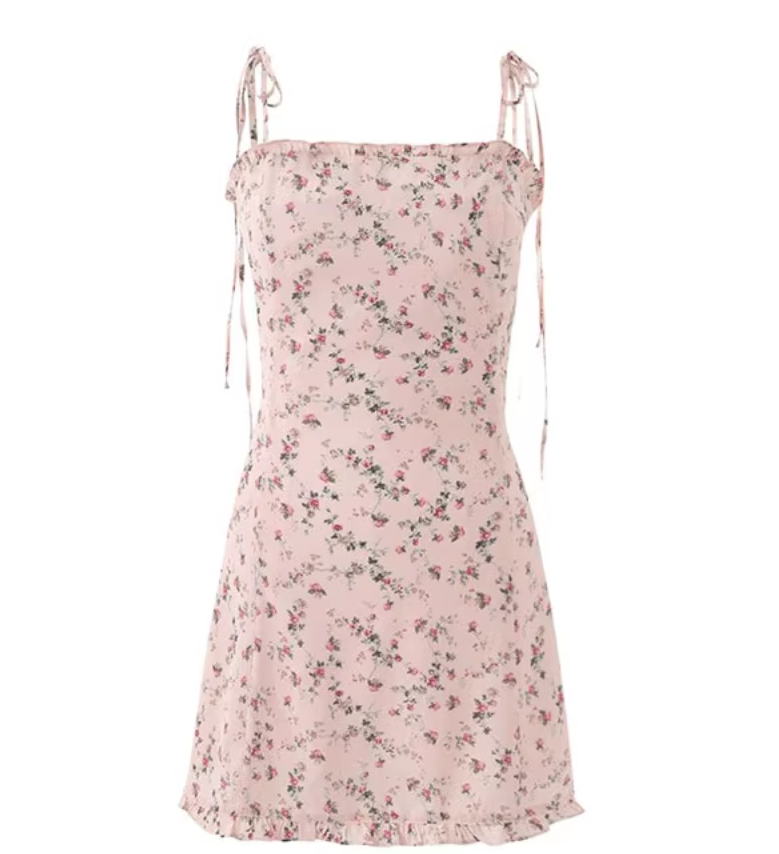 The same style as the stars, the petite and elegant girl's floral suspender dress R2923