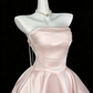 Lovely Pink Beading Homecoming Dress ,A-Line Strapless Corset Short Prom Dress RS901