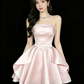 Lovely Pink Beading Homecoming Dress ,A-Line Strapless Corset Short Prom Dress RS901