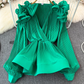 Ruffled waist shirt 2025 niche design three-dimensional petal waist cover meat slim top trend R0390