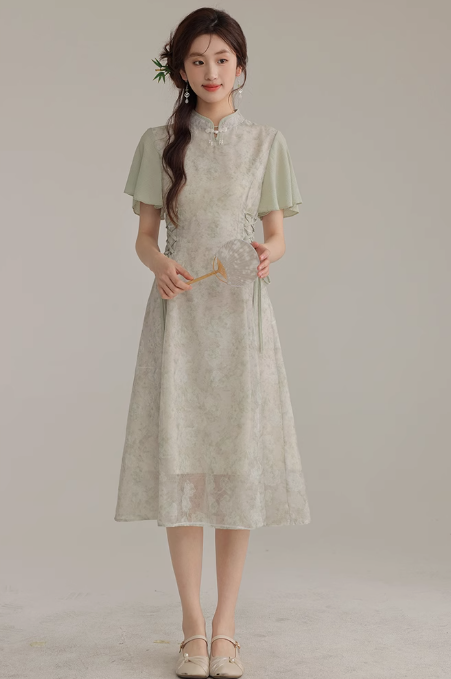 New Chinese style improved cheongsam young style dress 2025 new Zen dress R1890