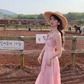 Tea break gentle style floral dress large size sweet holiday style pleated slim long skirt R1821