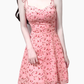 2025 Summer New Pink Floral Tube Top Lace-up Seaside Holiday Suspender Dress R0959