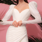 French style white long sleeve short evening dress fashion party dress dress homecoming dress R2977