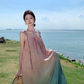 Beach holiday style gradient loose suspender beach dress atmosphere skirt R1580