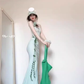 Mint green suspender dress 2025 new style seaside vacation gentle style waist slim hip skirt R0429