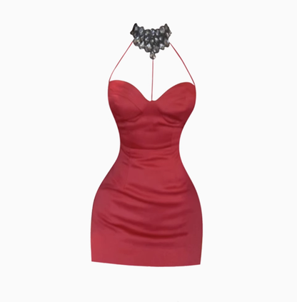 Temperament celebrity halter neck tube top dress 2024 pure desire slim evening dress R1393