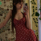 Retro dark pattern suspenders waist slimming sexy mini skirt homecoming dress R2725