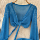 Holiday swimsuit bikini tie waist mesh beach sun protection clothing cover-up two-piece suit R0338