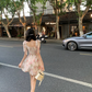 French sweet floral suspender skirt for women summer small fresh waist slimming short skirt R4336