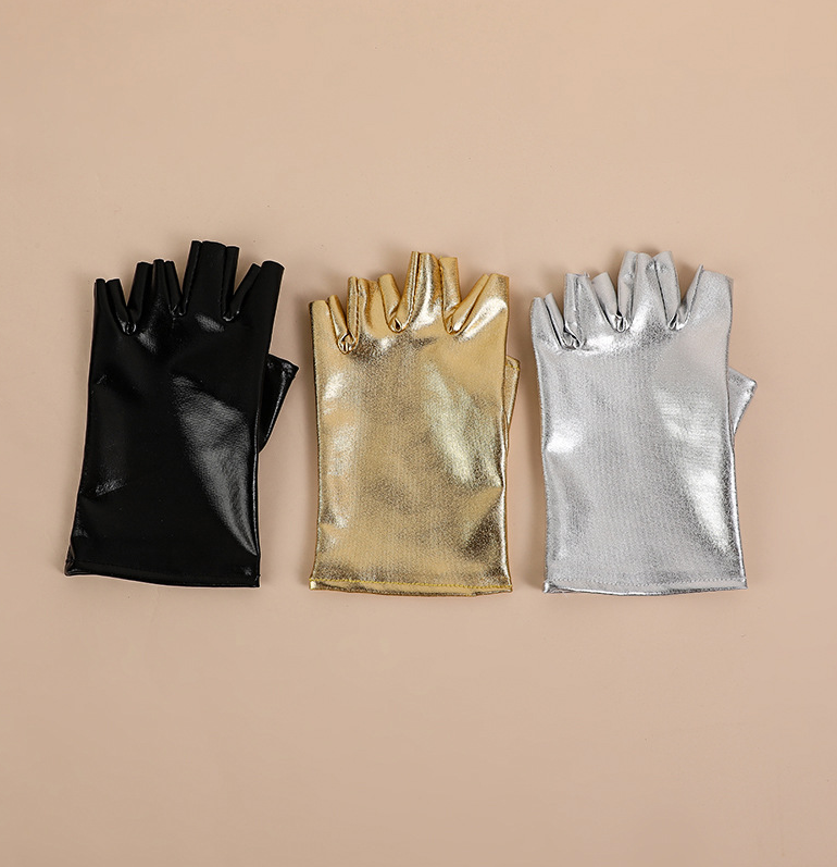 Patent leather stage performance gloves half finger men and women performance waterproof non-slip cosplay     S6265
