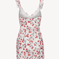 Dress Red Fruit Floral French V-neck Sleeveless Slim Fit Suspender Dress R2908