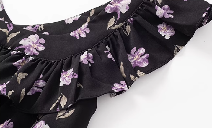 French floral suspender dress 2025 new waist temperament long dress R2586