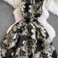 French temperament long skirt 2025 new retro lady high-end waist square neck suspender dress female R0324