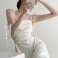 French satin suspender dress sexy slim holiday hollow wear gentle high-end skirt R1480