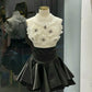 White top and black pleated skirt homecoming dress R2776