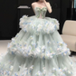 Pretty Mint Green Quinceanera Dress ,Ball Gown Strapless Applique Elegant Birthday Dress RS917