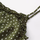 French green polka dot suspender dress 2025 new short skirt R2584