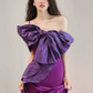 Niche Purple Prom Dress ,Mermaid One-shoulder Satin Corset Maxi Evening Dress RS925
