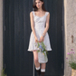 Tencel romantic slim floral dress women's summer French style sweet waist short skirt R3331