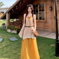 Artistic forest style layered beaded suspender long skirt travel wear dress knitted vest two-piece suit R1731