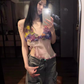Oil painting style three-dimensional flower V-neck sling 2025 atmosphere knitted holiday top R1276
