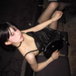 Sexy hot girl waist suspender dress 2025 large size pure desire style hip leather skirt R1176