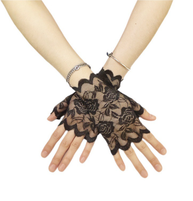 Women's Lace Fingerless Gloves Short Floral Wedding Party Formal Gloves     S6216