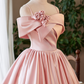 Sweet Pink A-Line Spaghetti Straps Applique Corset Mini Birthday Dress Homecoming Dress RS582