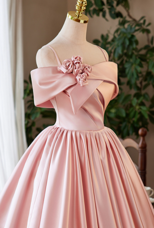 Sweet Pink A-Line Spaghetti Straps Applique Corset Mini Birthday Dress Homecoming Dress RS582