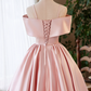 Sweet Pink A-Line Spaghetti Straps Applique Corset Mini Birthday Dress Homecoming Dress RS582
