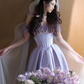 Dreamy Purple Prom Dress ,A-Line Bateau Applique Corset Maxi Evening Dress RS927