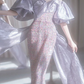Elegant Lavender Prom Dress ,Mermaid Bateau Puff Sleeves Corset Maxi Evening Dress RS929