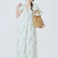 French floral dress new tea break beautiful dress waist long dress temperament R2363