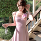 Solid color long waist suspender dress French retro slim skirt R4945