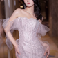 Elegant Pink Prom Dress ,Mermaid Off-the-shoulder Tulle Bodycon Maxi Evening Dress RS934