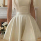White suspender tie waist A-line skirt homecoming dress R3236