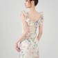 Niche design dress new summer French temperament waist slim sleeveless printed skirt R4297