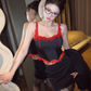 Sexy hot girl striped suit lace suspenders 2025 large size high-end hip skirt suit R1041