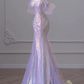 Mermaid Tulle Glitter Bodycon Prom Gown , Lavender Women's Maxi Evening Dress Ball Gown RS2425