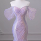 Mermaid Tulle Glitter Bodycon Prom Gown , Lavender Women's Maxi Evening Dress Ball Gown RS2425